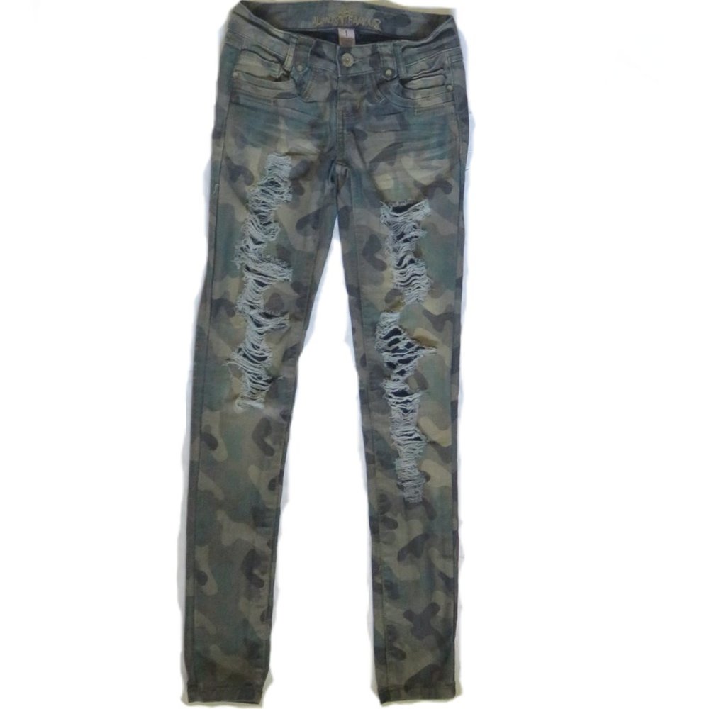 Almost Famous Destroyed Camo Skinny Jeans